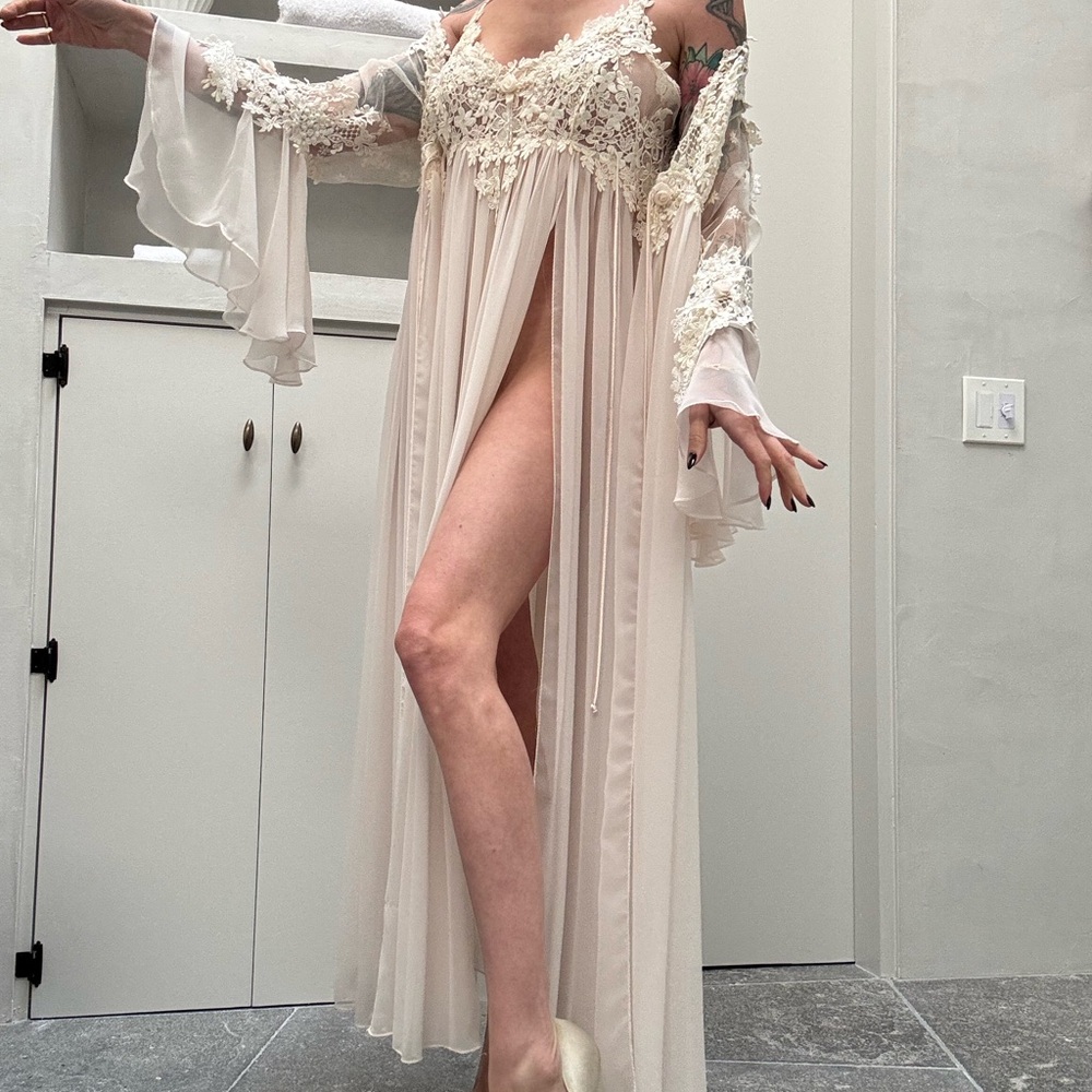 Incredible vintage bridal dressing gown and dress pair